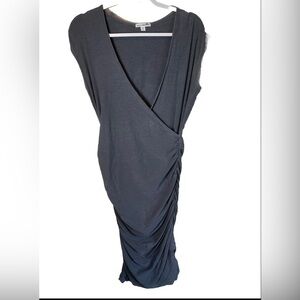 Standard James Perse Grey Ruched MIDI Wrap Dress Size 2